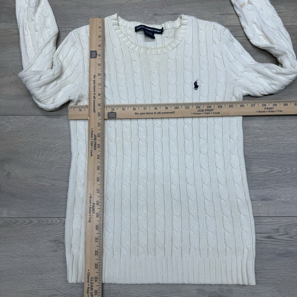 Ralph Lauren Sport Cable Knit Pullover Sweater VTG FAIR STAINS Womens Sz M - Picture 3 of 10
